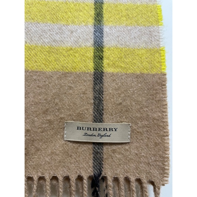 BURBERRY(バーバリー)のBURBERRY　バーバリー　マフラー　カシミア100％　ベージュxイエロー レディースのファッション小物(マフラー/ショール)の商品写真