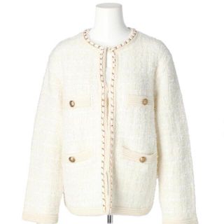 Apuwiser-riche チェーンツイードニットジャケット-eastgate.mk