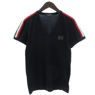 ドルチェアンドガッバーナ(DOLCE&GABBANA)のドルチェ&ガッバーナ ドルガバ Tシャツ カットソー 半袖 Vネック 黒 48(Tシャツ/カットソー(半袖/袖なし))