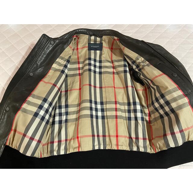 BURBERRY(バーバリー)のBURBERRY バーバリー 馬革 馬皮 ジャケット レザー ブルゾン 黒 茶 メンズのジャケット/アウター(ライダースジャケット)の商品写真