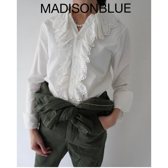 【MADISON BLUE】エンブロイダリーレースシャツ/ホワイト/01