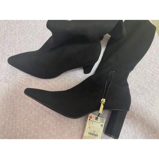 ザラ(ZARA)のZARA ザラ ブーツ 黒 25cm 39 ヒール7.5cm(ブーツ)