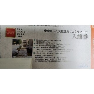東京ドーム天然温泉スパラクーア入館券　１枚(その他)