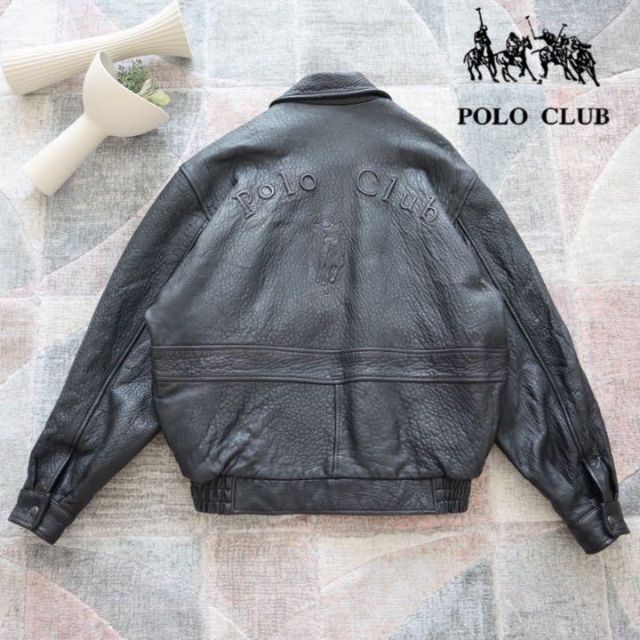 Polo Club(ポロクラブ)のPOLO CLUB ポロクラブ　ファー付き　レザージャケット　L　ブラック メンズのジャケット/アウター(レザージャケット)の商品写真