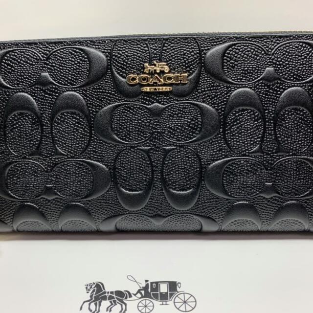 COACH(コーチ)の【新品未使用】コーチCOACH エンボスド シグネチャーレザー 長財布 ブラック レディースのファッション小物(財布)の商品写真