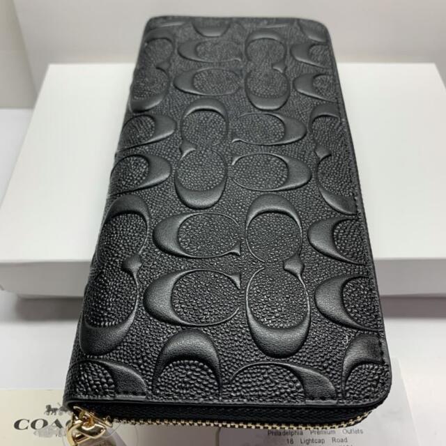 COACH(コーチ)の【新品未使用】コーチCOACH エンボスド シグネチャーレザー 長財布 ブラック レディースのファッション小物(財布)の商品写真