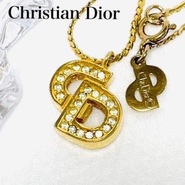  海外ブランド  Christian Dior - 美品✨Dior クリスチャン ディオール CDロゴ ラインストーン ネックレス ネックレス