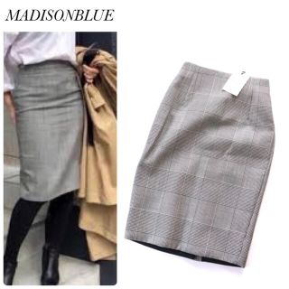 マディソンブルー(MADISONBLUE)の新品マディソンブルー　REVER GLENCHECK TIGHT SKIRT(ひざ丈スカート)