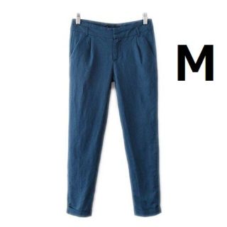 【新品】8分丈 クロップドパンツ レディース 7分丈 9分丈 ブルー M(クロップドパンツ)