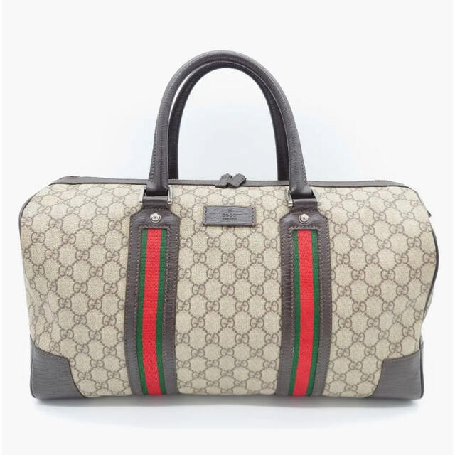 ファッションなデザイン Gucci - GUCCI シェリーライン GG柄 ロゴプレート PVC レザー ボストンバッグ ボストンバッグ