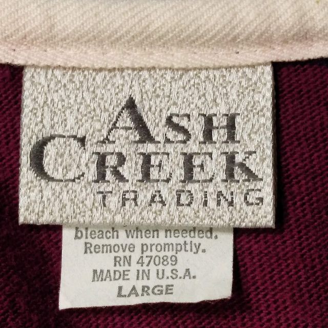 US輸入★長袖ポロシャツ ASH CREEK Lサイズ ボーダー柄 マルチカラー メンズのトップス(ポロシャツ)の商品写真