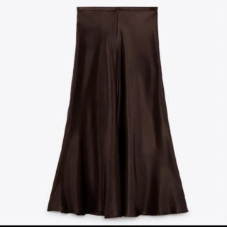 ザラ(ZARA)のvintage zara satin long skirt brown (ロングスカート)