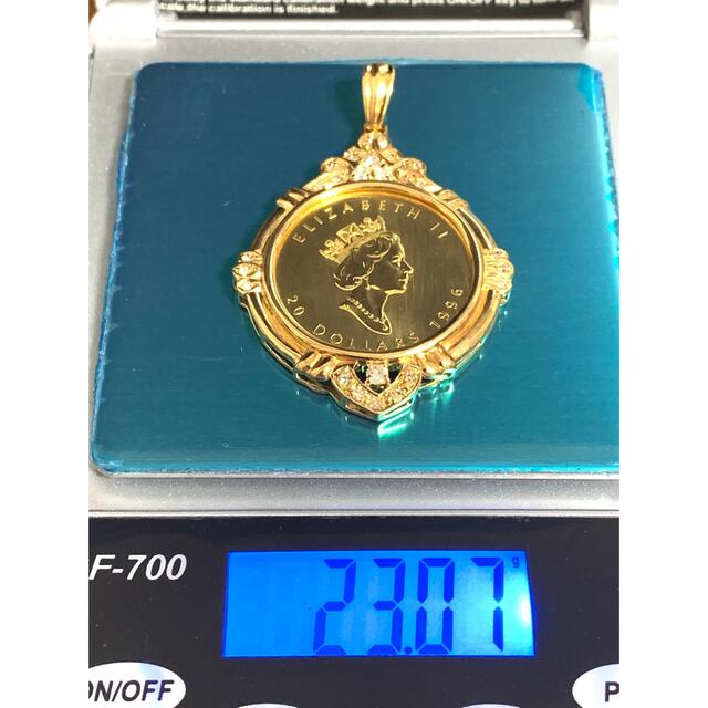 メープルリーフ金貨 1/2oz ダイヤ0.37ct 23.0g ペンダントトップネックレス