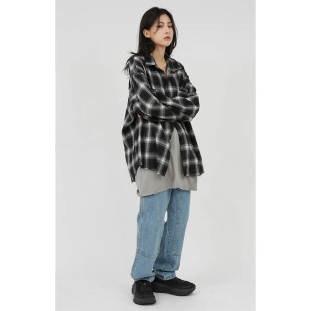 Raucohouse cut-off check overshirt 1