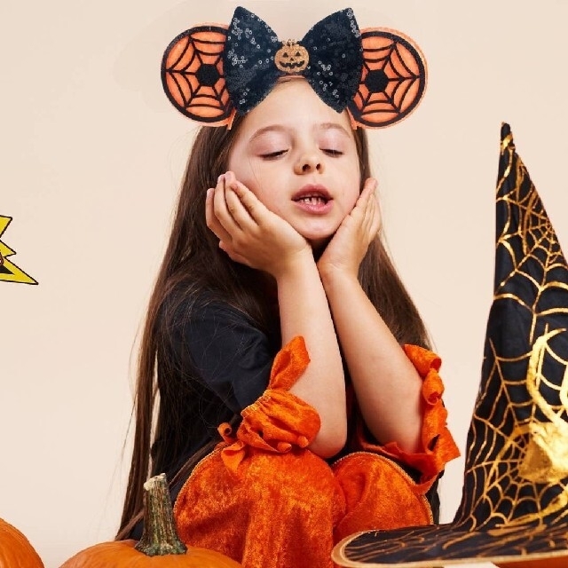 ハロウィン かぼちゃ リボン カチューシャ ミニー コスプレ ミッキー イベント エンタメ/ホビーのコスプレ(衣装)の商品写真