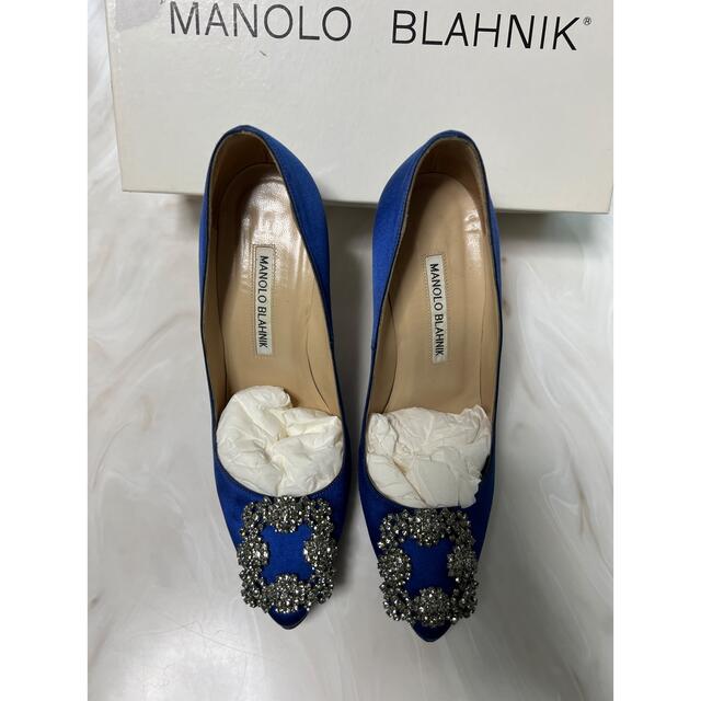 新しいエルメス MANOLO マノロブラニク ハンギシ 青 ブルー - BLAHNIK