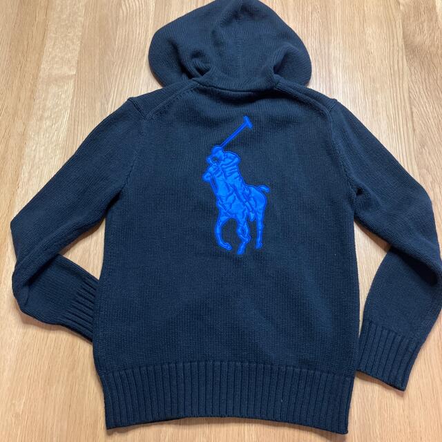 POLO RALPH LAUREN(ポロラルフローレン)の美品　黒　ラルフローレン ニットパーカー キッズ/ベビー/マタニティのキッズ服男の子用(90cm~)(ジャケット/上着)の商品写真