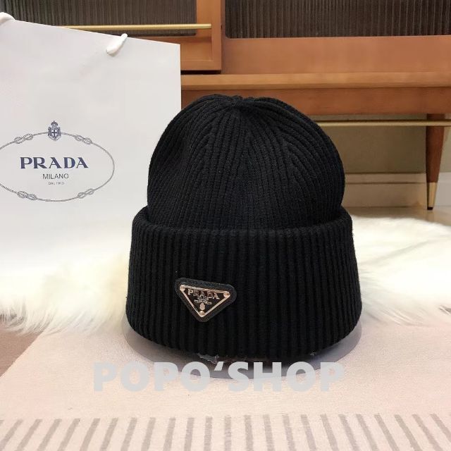最大64%オフ! プラダ プラダスポーツ PRADA ニット帽 ビーニー 紺色