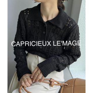 カプリシューレマージュ(CAPRICIEUX LE'MAGE)の【CAPRICIEUX LE'MAGE】レース編ポロニット　ブラック(ニット/セーター)