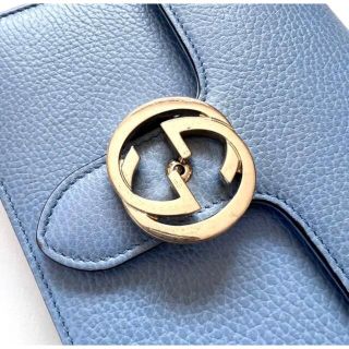 GUCCI グッチ インターロッキング ダラーカーフ 水色 ライトブルー 青