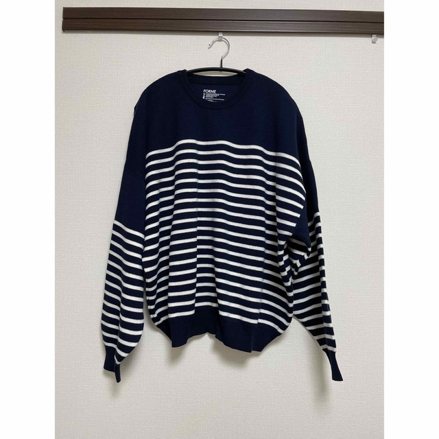 MIRANO RIB BORDER KNIT TOP ネイビー　FORME レディースのトップス(ニット/セーター)の商品写真