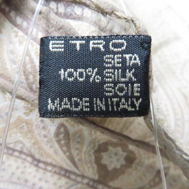 ETRO(エトロ)のエトロ スカーフ 1点 ブラウン系 シルク100％ ペイズリー AM3513C レディースのファッション小物(バンダナ/スカーフ)の商品写真