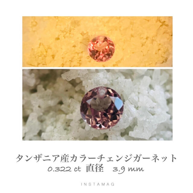 (R1013-4)『3.9mm 穴あき』カラーチェンジガーネット　0.322ct