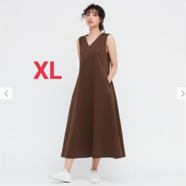 UNIQLO(ユニクロ)のマーセライズコットンAラインワンピース（ノースリーブ・丈短め・113～124cm レディースのワンピース(ロングワンピース/マキシワンピース)の商品写真