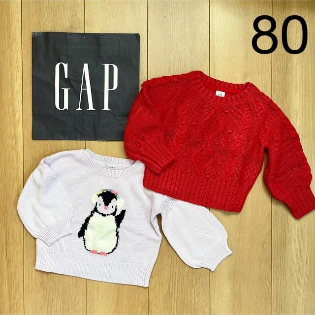 babyGAP(ベビーギャップ)の新品　baby gap セーター　ニット　80 女の子　冬　トップス　ピンク キッズ/ベビー/マタニティのベビー服(~85cm)(ニット/セーター)の商品写真