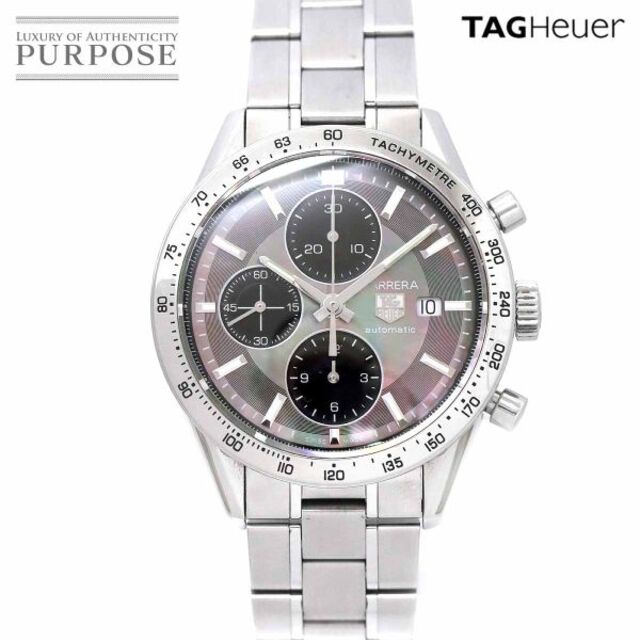 素敵な クロノグラフ CV201P カレラ HEUER TAG タグホイヤー - Heuer TAG メンズ 90161122 Carrera 自動巻き 裏スケルトン ブラックシェル デイト 腕時計 腕時計(アナログ)