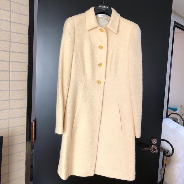 ポールカ PAUL KA オフホワイト ロングコート 38サイズ クリーニング済