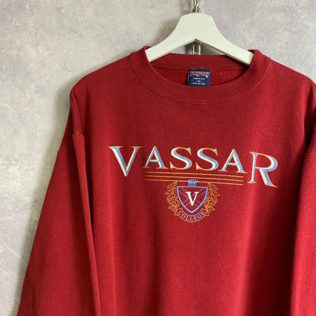 ビンテージカレッジスウェット 90s VASSAR えんじ 刺繍 大きい XL