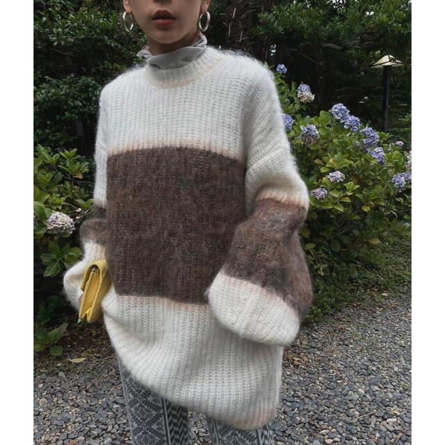 Ameri VINTAGE(アメリヴィンテージ)のUND MOHAIR BICOLOR LOOSE KNIT アイボリー レディースのトップス(ニット/セーター)の商品写真