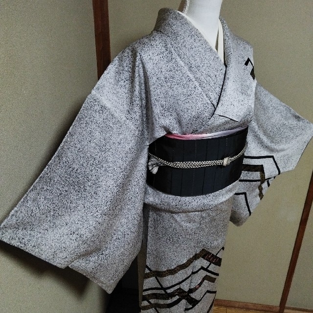 訪問着 群れ飛ぶ鶴 刺繍柄 五三桐紋入り 正絹 日本格安 www.m