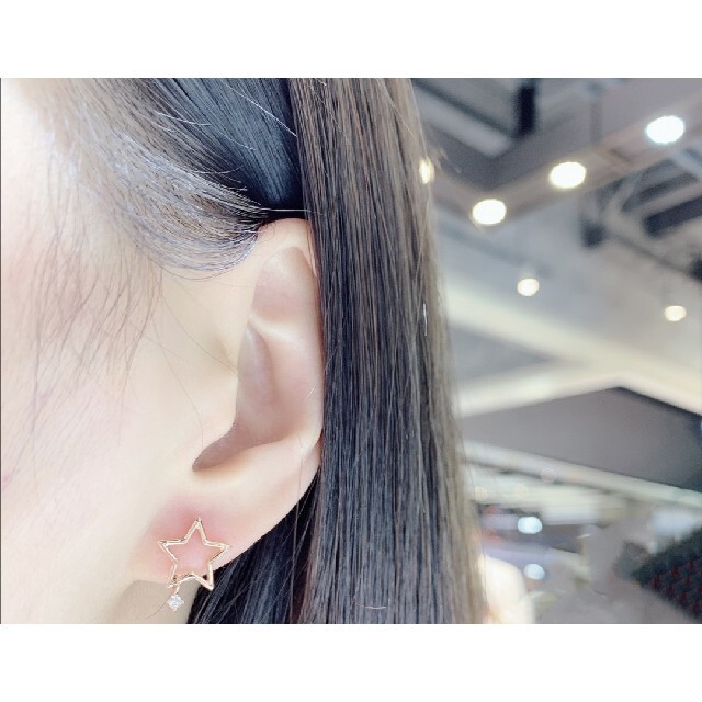 星モチーフ 天然ダイヤモンド付きピアスk18 www.camfly.co.za
