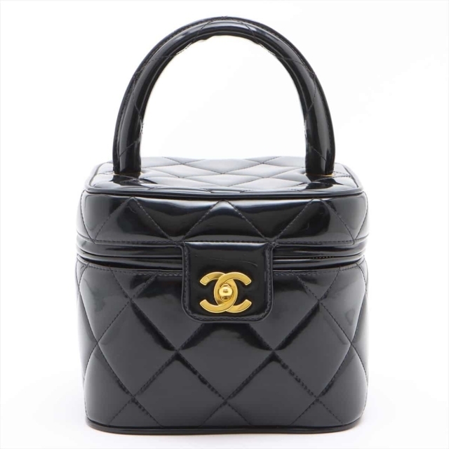 CHANEL - シャネル  パテントレザー  ブラック レディース ポーチ