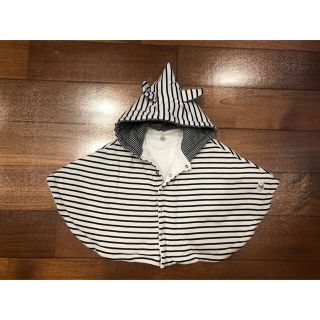 プチバトー(PETIT BATEAU)の美品　プチバトー　ポンチョ　ボーダー　子供　赤ちゃん　おくるみ(ジャケット/コート)