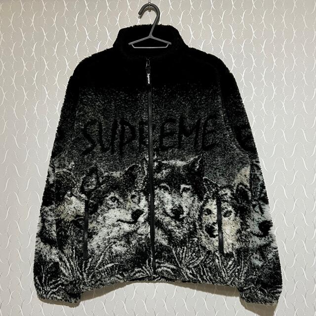 supreme wolf fleece jacket s black