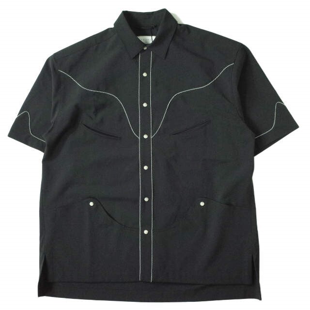 taupe トープ 21SS 日本製 TW TROPICAL WESTERN SS SHIRT トロピカル ショートスリーブウエスタンシャツ TPM21104003 2 BLACK 半袖 LANAMIST トップス【新古品】【taupe】約545cm身幅