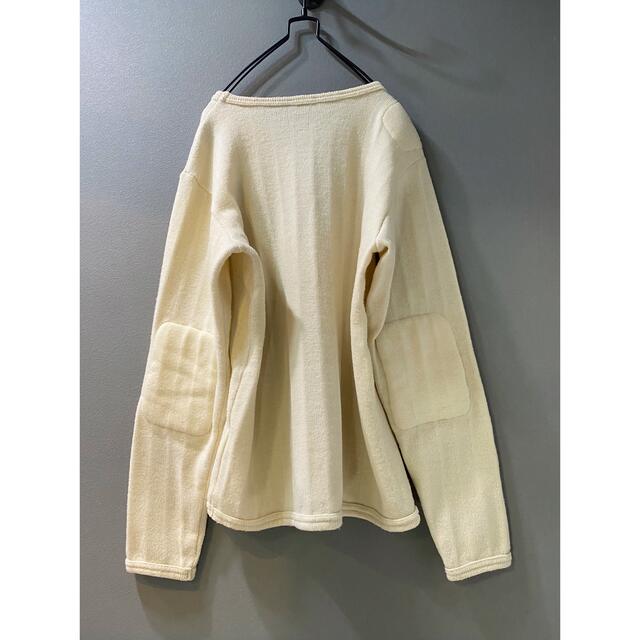 ビンテージ 80s 肘当 変形 特殊 ナチュラル wool ニット美品