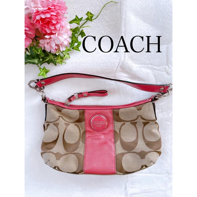 COACH(コーチ)のコーチ ミニハンドバッグ　アクセサリーポーチ　coach シグネチャー　ピンク レディースのバッグ(ハンドバッグ)の商品写真