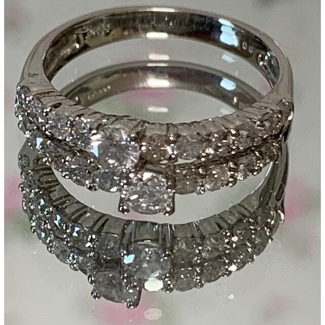 プラチナ✨ダイヤハーフエタニティ✨2連1.0ctリング✨無色透明キラキラ