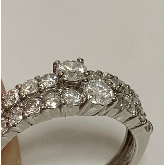 プラチナ✨ダイヤハーフエタニティ✨2連1.0ctリング✨無色透明キラキラ