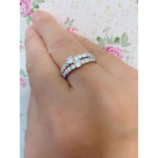 プラチナ✨ダイヤハーフエタニティ✨2連1.0ctリング✨無色透明キラキラ