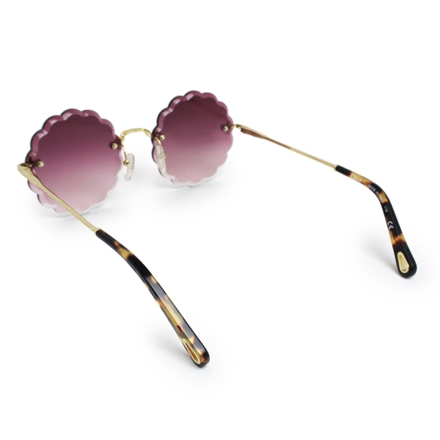クロエ メタル ロージー ロージィ rosie リムレス フラワー ラウンド サングラス パープルグラデーション CE142S 824 Chloe(新品・未使用品)