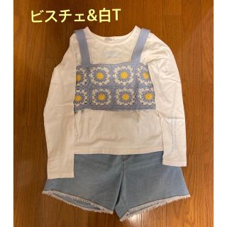 ラブトキシック(lovetoxic)のお値下げ　クロシェ編ビスチェ&白T(Tシャツ/カットソー)