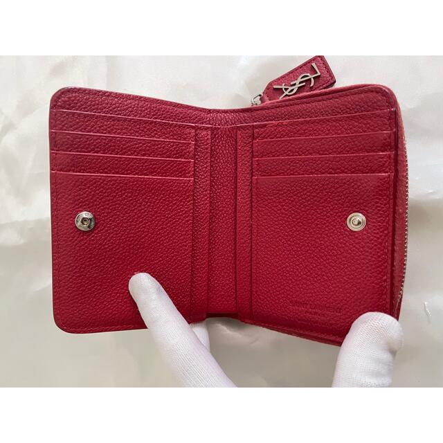 サンローラン 二つ折り財布 ラウンドファスナー 赤 レッド YSL