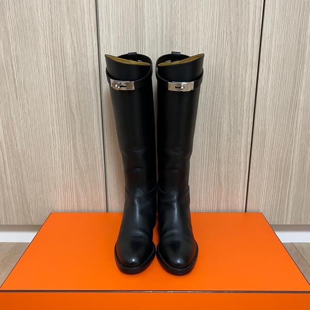 HERMESエルメス ジャンピング ブーツ ケリー金具 37ハーフ 美品