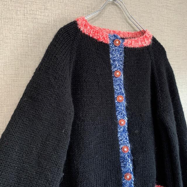 一点物 ハンドニット デザインニット カーディガン ハンドメイド ラグランニット