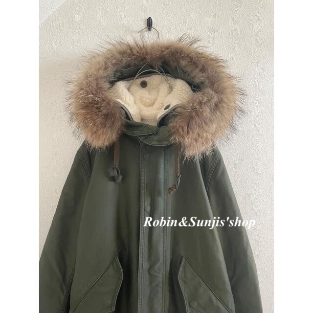 【UPPER HIGHTS】ラクーンファーコットンモッズコートkhaki